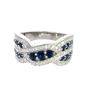 18K White Gold 0.35ctw Blue Sapphire and 0.50ctw Diamond Ring