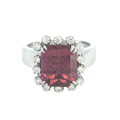 18K White Gold 4.56ctw Pink Tourmaline and 0.35ctw Diamond Ring