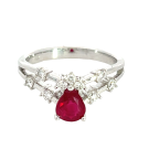 18K White Gold 1.03ctw Ruby and 0.29ctw Diamond Ring