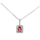 14K White Gold 0.95ctw Ruby and 0.23ctw Diamond Pendant