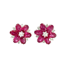 14K White Gold 2.00ctw Ruby and 0.40ctw Diamond Earrings