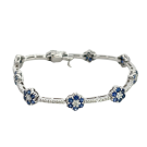 14K White Gold 1/1ctw Diamond and Sapphire Bracelet
