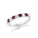 14K White Gold Ring with 0.37ctw Diamonds and 0.46ctw Rubies