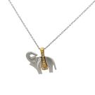 18K White and Yellow Gold 1/5ctw Diamond Elephant Pendant and Chain