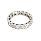 18K White Gold 2.00ctw Diamond Round and Princess Alternating Eternity Band