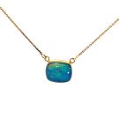 14K Yellow Gold Rectangular Ethiopian Opal Necklace