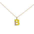 14K Yellow Gold Capital Letter Yellow Enamel Initial "B" Pendant with .09ctw Diamonds